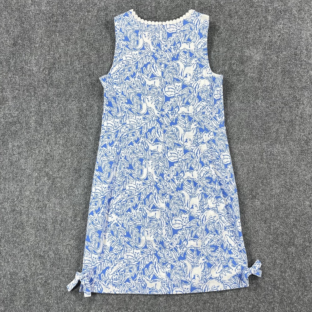 Lilly Pulitzer Dress Womens 2 Coastal Blue Fancy Feet Melani Shift Lace Trim - Picture 5 of 9